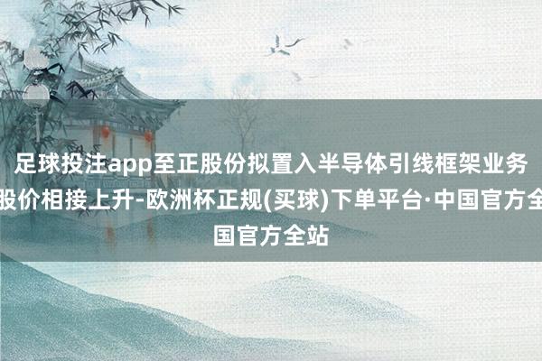 足球投注app至正股份拟置入半导体引线框架业务后股价相接上升-欧洲杯正规(买球)下单平台·中国官方全站