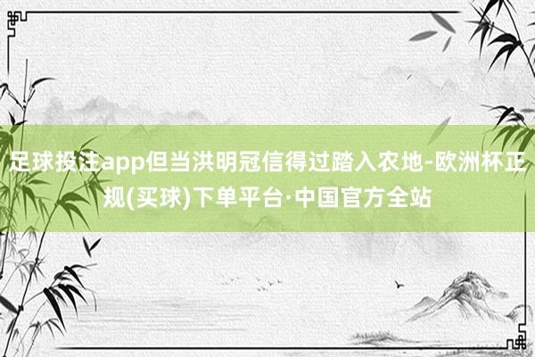 足球投注app但当洪明冠信得过踏入农地-欧洲杯正规(买球)下单平台·中国官方全站