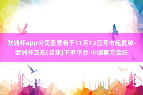 欧洲杯app公司股票将于11月12日开市起复牌-欧洲杯正规(买球)下单平台·中国官方全站