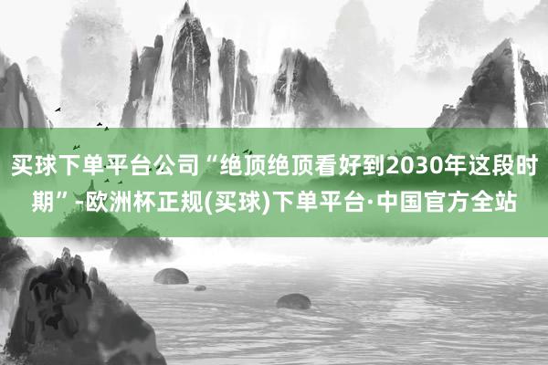 买球下单平台公司“绝顶绝顶看好到2030年这段时期”-欧洲杯正规(买球)下单平台·中国官方全站