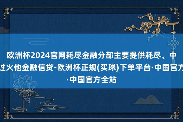 欧洲杯2024官网耗尽金融分部主要提供耗尽、中小企过火他金融信贷-欧洲杯正规(买球)下单平台·中国官方全站