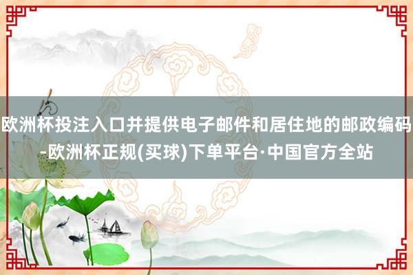 欧洲杯投注入口并提供电子邮件和居住地的邮政编码-欧洲杯正规(买球)下单平台·中国官方全站