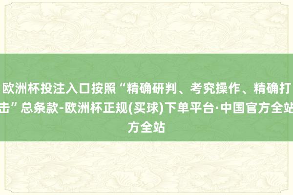 欧洲杯投注入口按照“精确研判、考究操作、精确打击”总条款-欧洲杯正规(买球)下单平台·中国官方全站