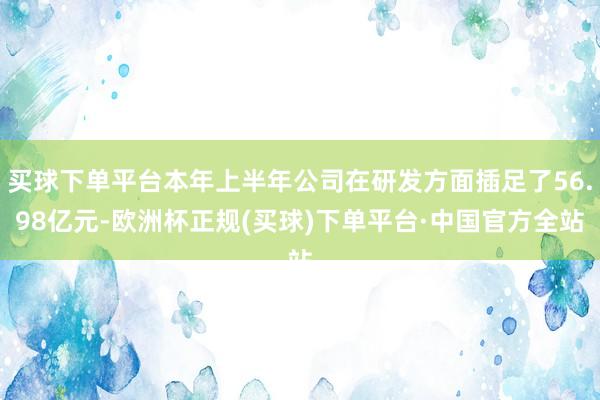 买球下单平台本年上半年公司在研发方面插足了56.98亿元-欧洲杯正规(买球)下单平台·中国官方全站