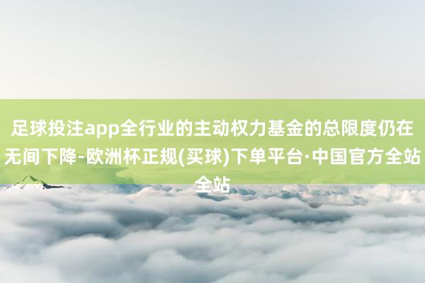 足球投注app全行业的主动权力基金的总限度仍在无间下降-欧洲杯正规(买球)下单平台·中国官方全站