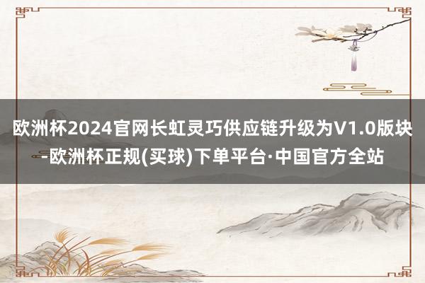 欧洲杯2024官网长虹灵巧供应链升级为V1.0版块-欧洲杯正规(买球)下单平台·中国官方全站