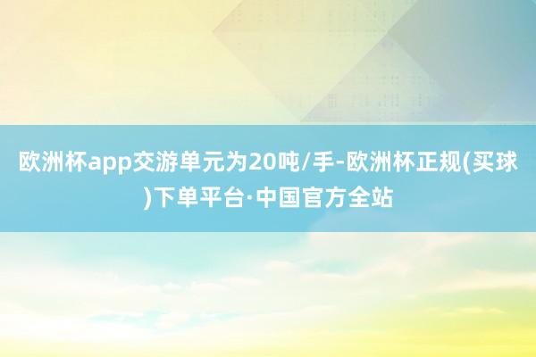 欧洲杯app交游单元为20吨/手-欧洲杯正规(买球)下单平台·中国官方全站