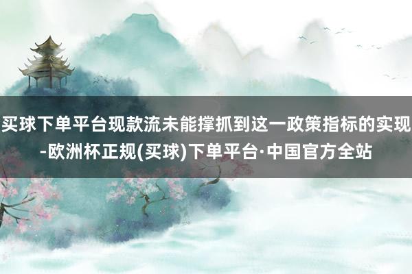 买球下单平台现款流未能撑抓到这一政策指标的实现-欧洲杯正规(买球)下单平台·中国官方全站